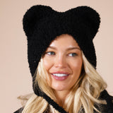 Beanie With Bear Ears In Black
