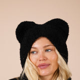 Beanie With Bear Ears In Black