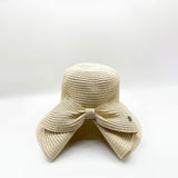 Bow Foldable Summer Hat in Beige