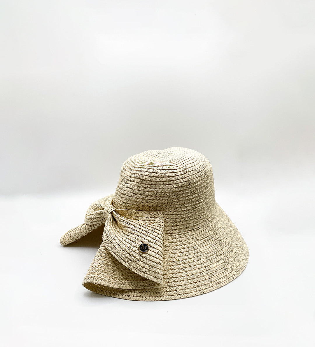 Bow Foldable Summer Hat in Beige