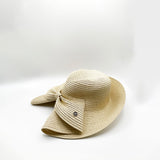 Bow Foldable Summer Hat in Beige