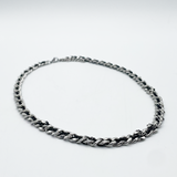 Silver and Black Woven Chain Necklace - svnx