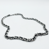 Silver and Black Woven Chain Necklace - svnx