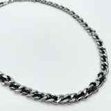 Silver and Black Woven Chain Necklace - svnx