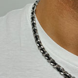 Silver and Black Woven Chain Necklace - svnx
