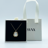 Pearl Square Pendant Necklace in Gold