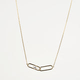 Double Clip with Diamante Necklace in Gold