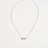 Pearl Bow Tie Necklace in Silver