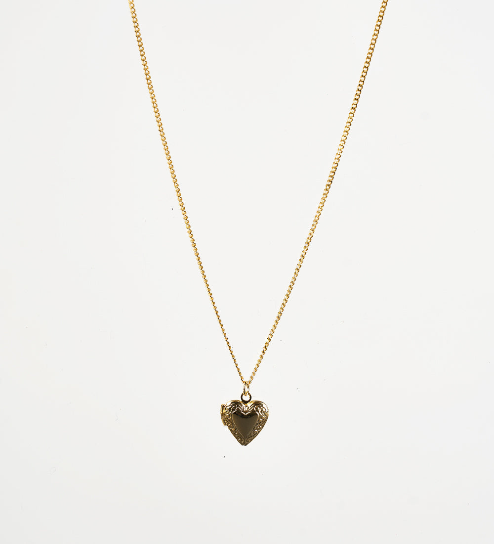 Small Heart Locket Necklace in Gold