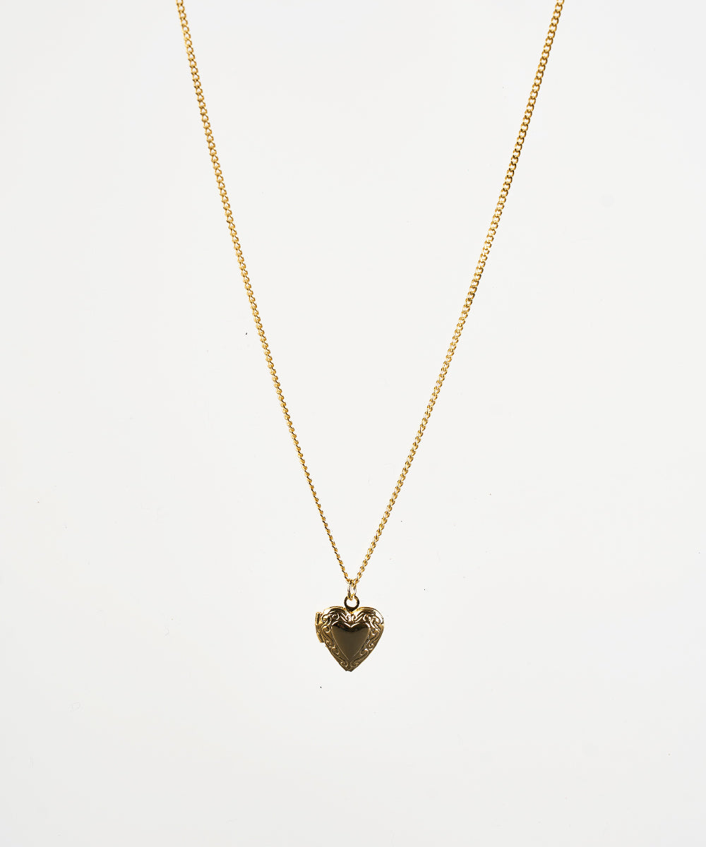 Small Heart Locket Necklace in Gold