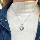 Small Heart Locket Necklace in Silver - Gift Boxed - svnx