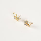 Hanging Leaf with Pearl Earrings in Gold