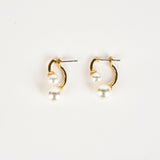 Double Pearl Earring in Gold