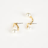 Double Pearl Earring in Gold