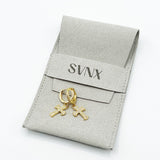 Cross Drop Earring On Gold Hoop - svnx