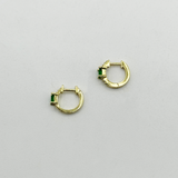 Miniature Hoop Earring with Green stone and Diamantes