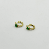 Miniature Hoop Earring with Green stone and Diamantes