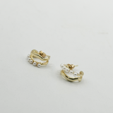 Double Conch Hoop Gold and Pearl Earring