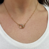 Double Hoop Circle Necklace in Gold