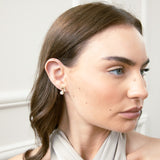 Pearl Stud Earring with Diamante Tree in Gold - Gift Boxed - svnx