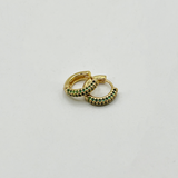 Diamante Huggie Hoop Earring in Gold and Green