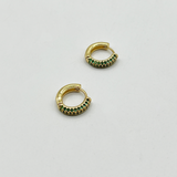 Diamante Huggie Hoop Earring in Gold and Green