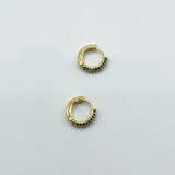 Diamante Huggie Hoop Earring in Gold and Green