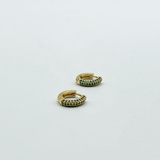 Diamante Huggie Hoop Earring in Gold and Green