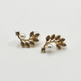 Pearl Leaf Stud Earring in Gold