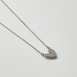 Diamante Heart Pendant Necklace in silver