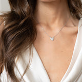 Diamante Heart Pendant Necklace in Silver - svnx