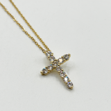 Diamante Cross Necklace in Gold