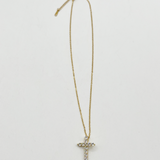 Diamante Cross Necklace in Gold