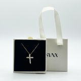 Diamante Cross Necklace in Gold