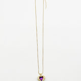 Pink Stone Heart Necklace In a Diamante Setting