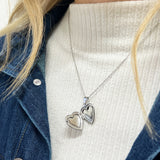 Large Heart Pendant Locket Necklace in Silver - Gift Boxed - svnx