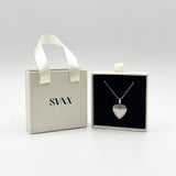Large Heart Pendant Locket Necklace in Silver - Gift Boxed - svnx