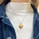 Large Heart Locket Necklace in Gold - Gift Boxed - svnx