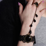 Lace Bracelet With Charm And Ring Detail In Black - svnx