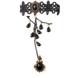 Lace Bracelet With Charm And Ring Detail In Black - svnx