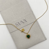 Emerald Green Heart Necklace in Gold