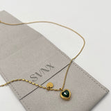 Emerald Green Heart Necklace in Gold