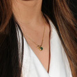 Emerald Green Heart Necklace in Gold - svnx