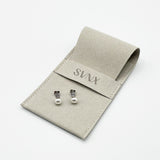 Mini Pearl Diamante Earrings in Silver - Gift Boxed - svnx