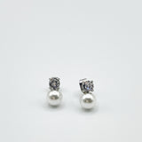 Mini Pearl Diamante Earrings in Silver - Gift Boxed - svnx