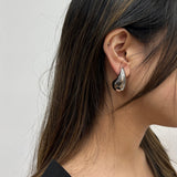 Chunky Droplet Earrings in Silver - svnx
