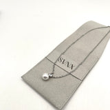 Large Pearl Diamante Necklace in Silver