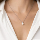 Large Pearl Diamante Necklace in Silver