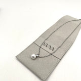 Pearl Diamante Necklace in Silver