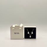 Pearl Diamante Earrings & Necklace Set in Silver - svnx